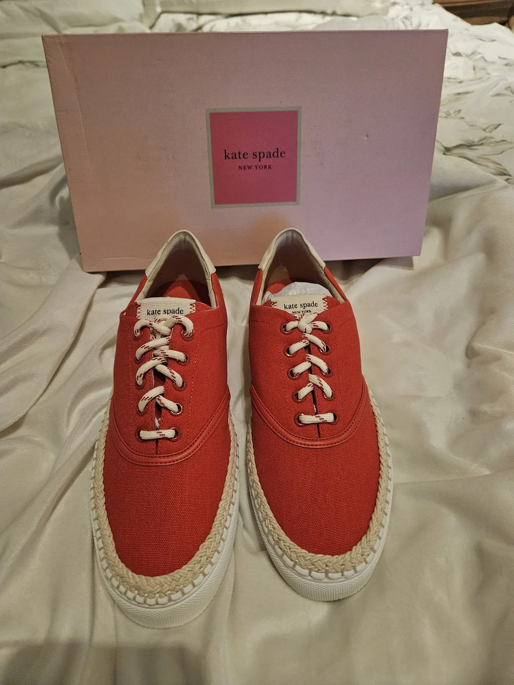 kate spade Red Canvas Lace-Up Sneakers